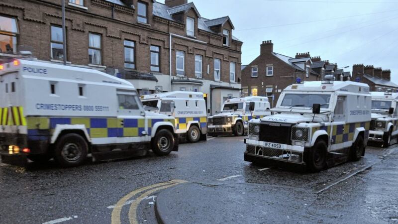A significant policing present in the Holylands area of south Belfast on St Patrick&#39;s Day. Picture by Bill Smyth 