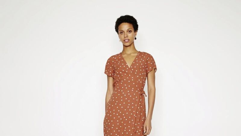 Warehouse Tan Polka Dot Midi Wrap Dress, &pound;49, available from Warehouse 