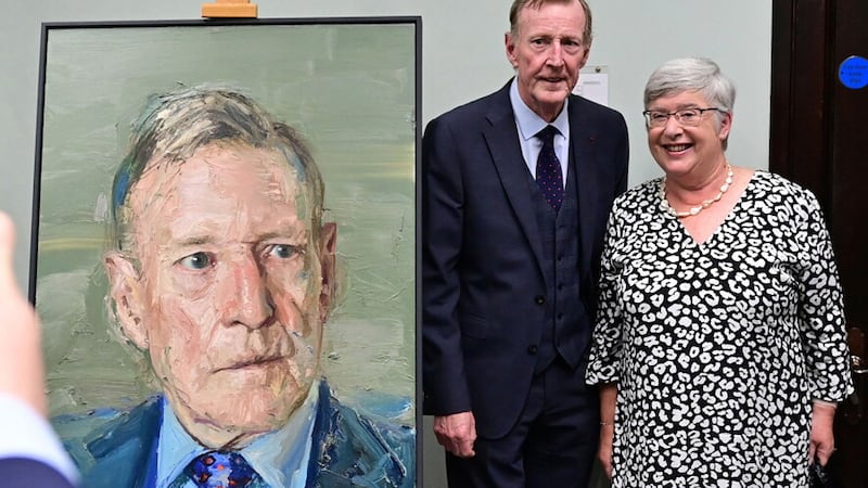 David Trimble picture last month with his wife Daphne during an unveiling of his portrait by artist Colin Davidson at Queen's University Belfast