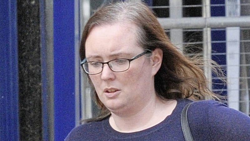Niamh Marie Rose Bradley leaves Belfast Crown Court after admitting fraud by abuse of position 