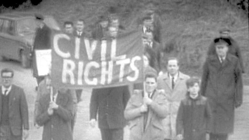 An early civil rights march in the north &ndash; my dad was a pacifist who marched to demand rights for the ordinary citizens 