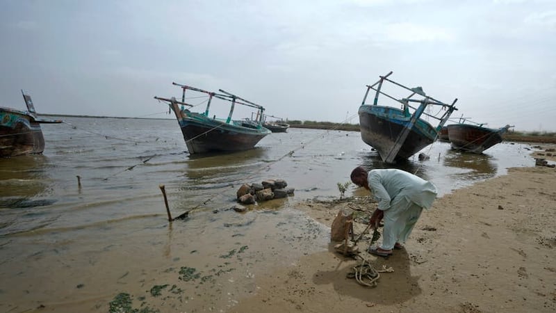 Fishermen have been asked not to go out to sea (Fareed Khan/AP)On Monday evening, India’s prime minister Narendra Modi said he chaired a meeting to review the preparations. “Our teams are ensuring safe evacuations from vulnerable areas and ensuring maintenance of essential services. Praying for everyone’s safety and well-being,” he tweeted.In Pakistan, authorities backed by the military have evacuated 22,000 people from coastal towns, said Sharjeel Memon, the information minister in Sindh province. The rest of the 80,000 people are expected to be moved before the cyclone’s landfall on Thursday.Pakistan’s climate change minister, Sherry Rehman, told a news conference Tuesday in Islamabad that the cyclone was expected to hit some of the districts where last summer’s floods killed thousands.She said the government will do its best to ensure the speedy evacuation of people from coastal areas and promised efforts would be made to return them home once the situation improves.Experts say climate change is leading to an increase in cyclones in the Arabian Sea region, making preparations for natural disasters all the more urgent. Pakistan is among the top 10 countries most affected by climate change, although the country’s contribution to global greenhouse gas emissions is less than 1%.A 2021 study found that the frequency, duration and intensity of cyclones in the Arabian Sea has increased significantly between 1982 and 2019.UN climate reports have also stated that the intensity of tropical cyclones would increase in a warmer climate. A report by the Intergovernmental Panel on Climate Change in 2019 found that since the 1950s, the fastest sea surface warming has occurred in the Indian Ocean.Cyclone Tauktae in 2021 was the last severe cyclone that made landfall in the same region. It claimed 174 lives, a relatively low figure thanks to extensive preparations ahead of the cyclone.