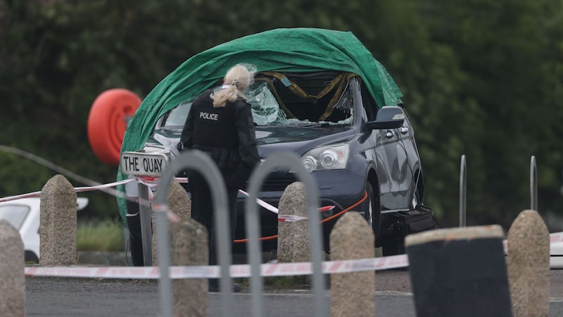 A car is examined after it was recovered from Strangford Lough earlier today. Picture by Liam McBurney/PA Wire&nbsp;