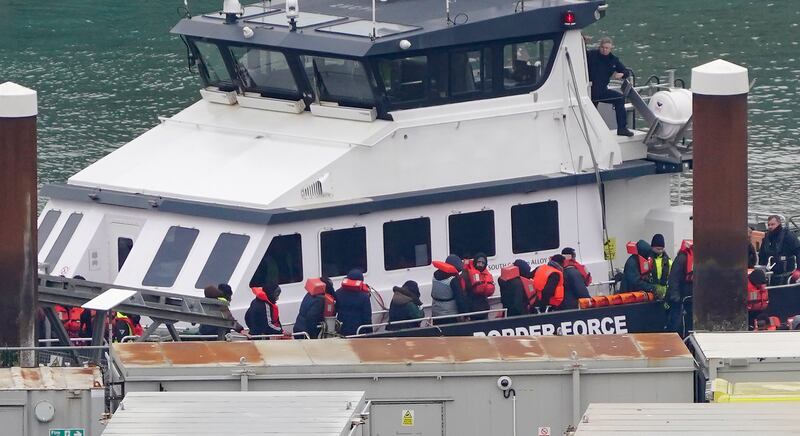 A group of people thought to be migrants were brought in to Dover, Kent, from a Border Force vessel on Wednesday following a small boat incident in the Channel