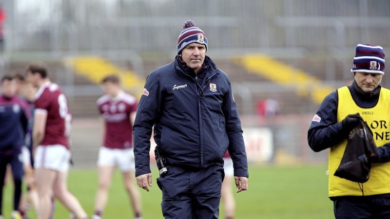 STANDING TALL: Big Kevin Walsh in his days managing Galway. Picture: Seamus Loughran 