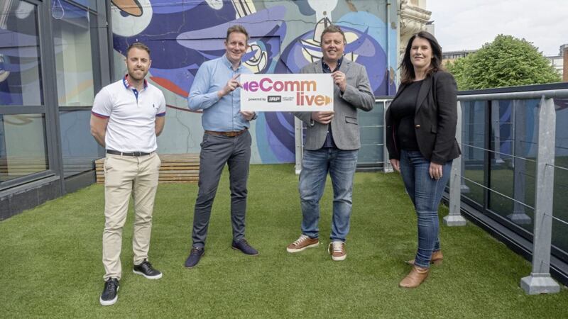 Pictured at the launch of eComm Live 2021 are (from left) Martin McAuley (managing director Kaizen Brand Evolution), Kevin Traynor (founder and director eComm Live &amp; Grow consultancy), Philip Macartney (chief commercial officer IRP Commerce) and Elaine Robin (payment consultant Gr4vy) 
