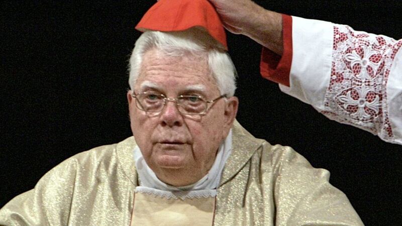 Cardinal Bernard Law has his skull cap adjusted during the ceremony for Our Lady of the Snows, in St. Mary Major&#39;s Basilica in Rome, Italy. Picture by Domenico Stinellis, File, Associated Press 