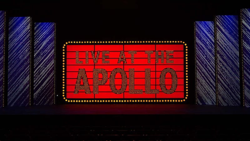 The famous Live at The Apollo stage sign