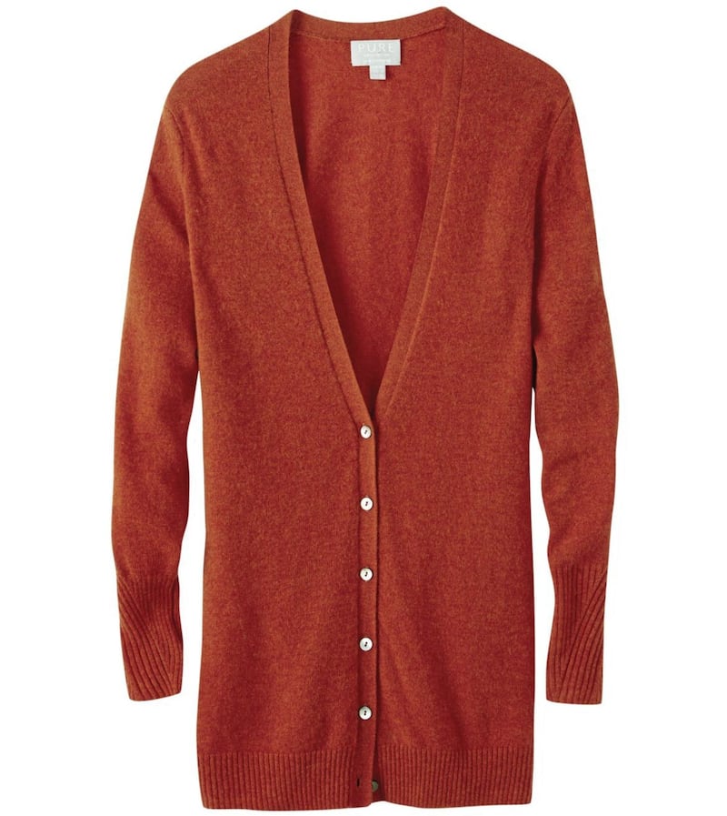 Pure Collection Spiced Orange Cashmere Boyfriend Cardigan, &pound;185, available from Pure Collection