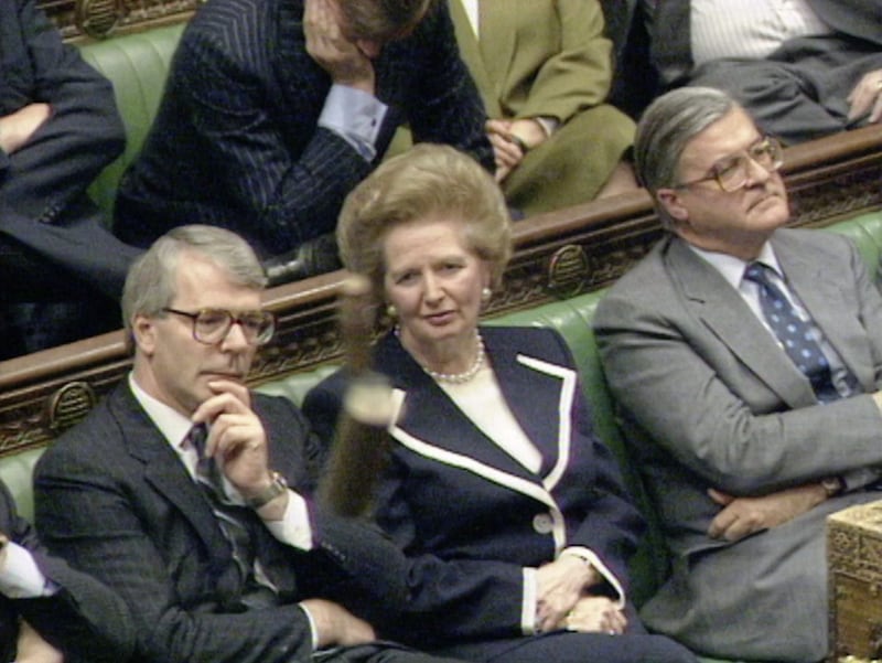 Successive British governments have been accused of betraying unionism. Pictured are John Major, Margaret Thatcher and Sir Patrick Mayhew in 1990. Photo: PA Wire. 