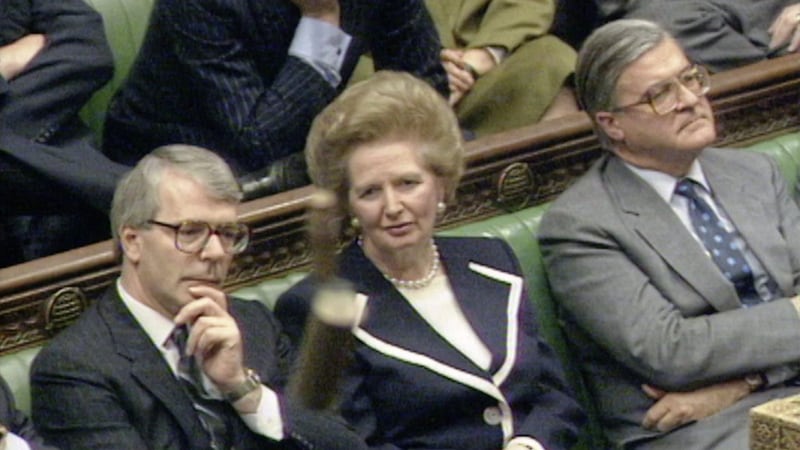 Successive British governments have been accused of betraying unionism. Pictured are John Major, Margaret Thatcher and Sir Patrick Mayhew in 1990. Photo: PA Wire. 