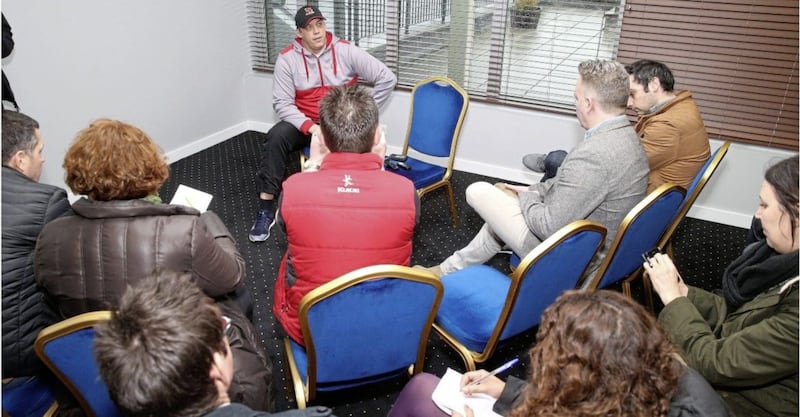 Ulster Rugby&#39;s Jonno Gibbes talks to the press yesterday. Picture by Hugh Russell. 