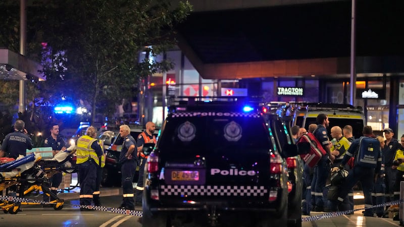 Emergency officers outside Westfield Shopping Centre in Sydney
