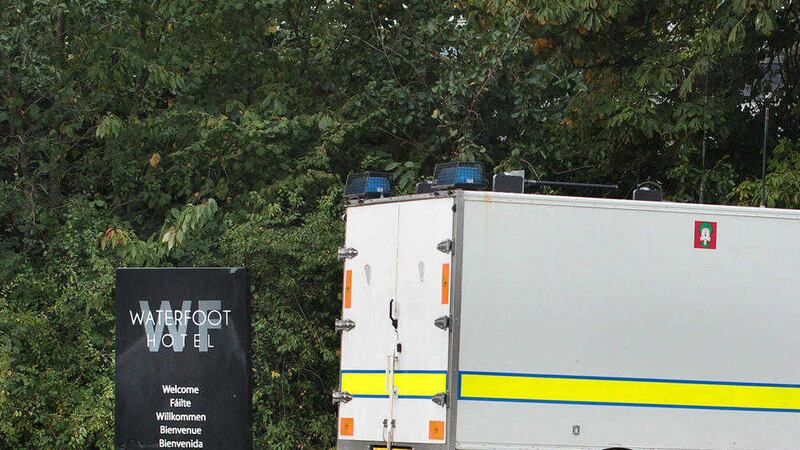 Two men have been arrested after a bomb was left at the Waterfoot Hotel in Derry ahead of a police recruitment event. Picture by Margaret McLaughlin 