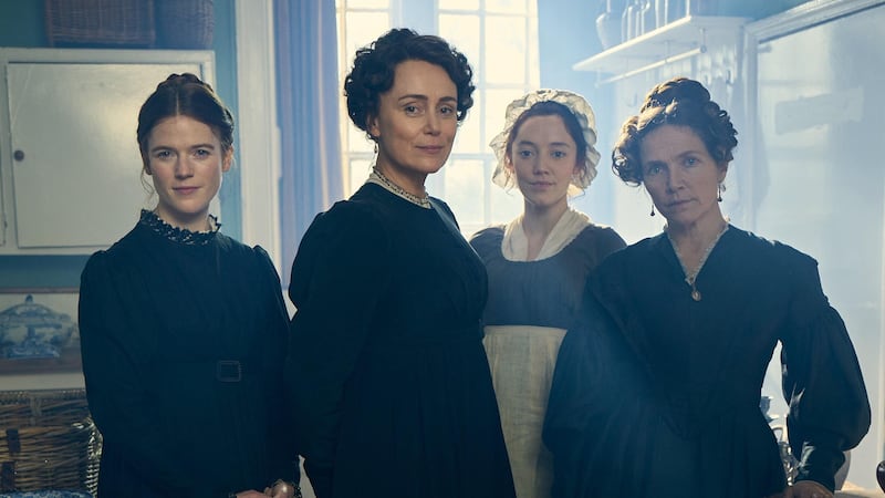 Jessica Hynes, right, and Mirren Mack, centre right, also star in the four-part drama (Robert Viglasky/BBC)