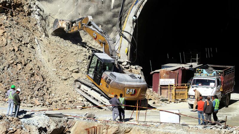 Forty-one workers are still trapped in the tunnel in Uttarakhand state (AP)