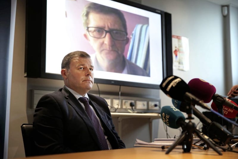 Detective Chief Inspector Pete Montgomery talks to the press about the disappearance and murder of Pat McCormick. Picture by Hugh Russell