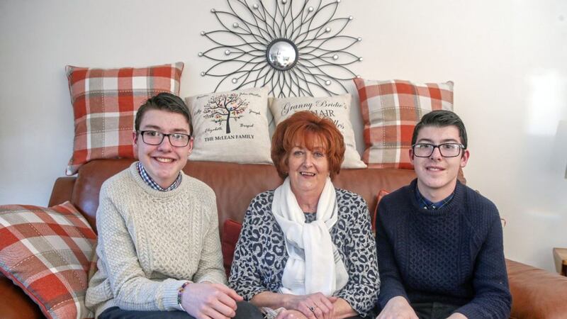 Brothers Aaron and Gerard with foster parent Bridie McLean. Picture by Mal McCann