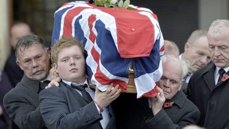 David Black&#39;s son, Kyle (front left), carries his father&#39;s coffin at his funeral in Cookstown in November 2012. Picture by Charles McQuillan/Pacemaker Press 