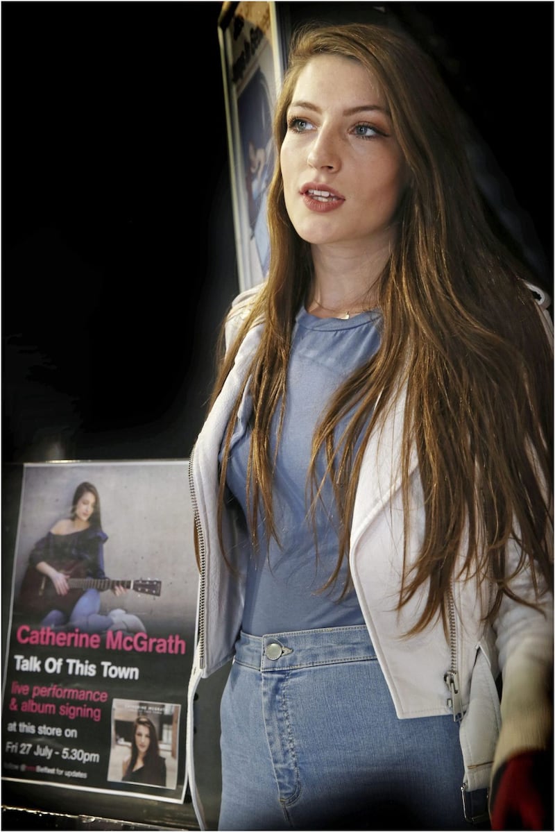 Catherine says &#39;it&#39;s crazy to see my face up on a big poster and have my CD on the shelves&#39; Picture: Hugh Russell 