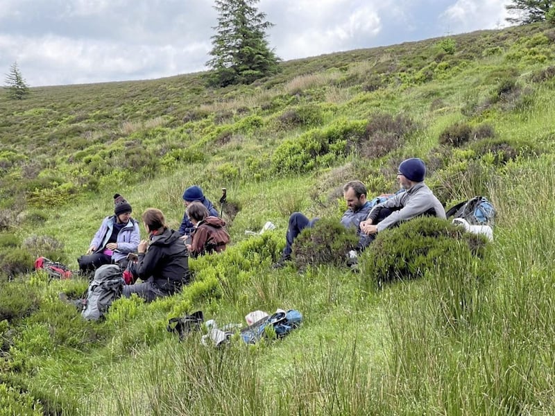 Lunch and chat on Cullentragh Mountain 