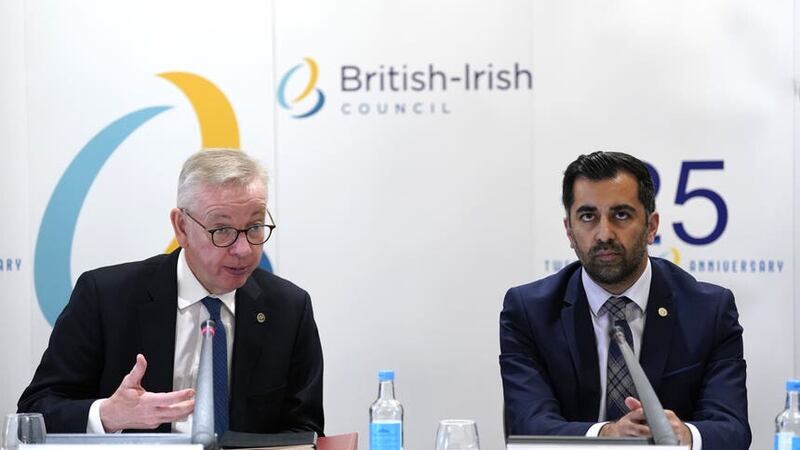 Michael Gove, left, and First Minister Humza Yousaf at the British-Irish Council summit (Andrew Matthews/PA)