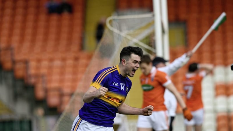Tipperary&#39;s Michael Quinlivan celebrates scoring the winning goal in added time against Armagh in Division Three back in April. 