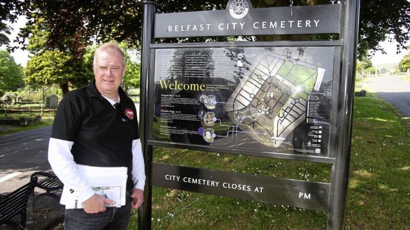 Dara Barrett who is doing virtual tours of the City Cemetery in west Belfast. Picture by Mal McCann 