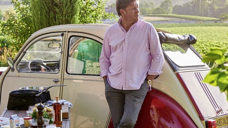 James Martin with Keith Floyd&#39;s old Citroen 2CV, which he drove while making James Martin&#39;s French Adventure. 