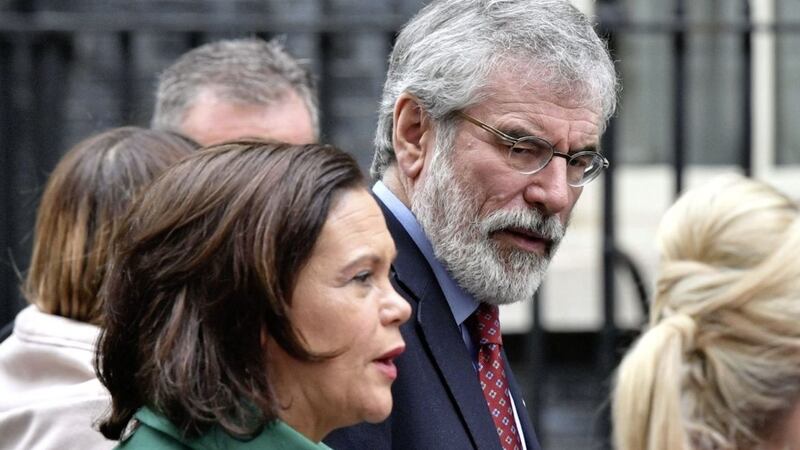 Sinn F&eacute;in president Gerry Adams with deputy leader Mary Lou McDonald 