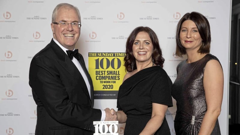 PKF-FPM&#39;s people &amp; culture manager Ciara McFerran (centre) and director Teresa Campbell with Johnathan Austin (Best Companies founder and chief executive) 