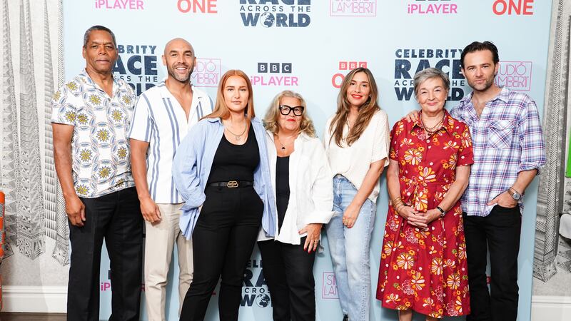 (L to R) Noel and Alex Beresford, Bonny Monger (sister of Billy Monger, not pictured), Helene and Melanie Blatt ,and Emma and Harry Judd (Ian West/PA)