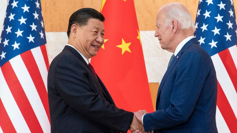 President Joe Biden, right, and Chinese President Xi Jinping last met in Bali last year (AP Photo/Alex Brandon, File)