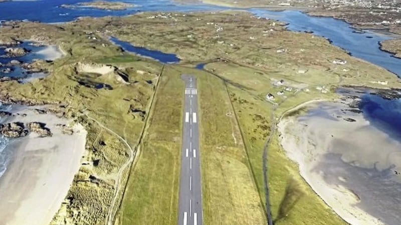 The landing strip at the nearby airport, which runs alongside Carrickfinn beach, has been voted the second most scenic in the world 