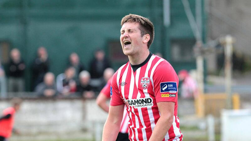 Frustration for Derry City&#39;s Patrick McEleney against Cork City during Friday night&#39;s match at the Brandywell, Derry. Picture by Margaret McLaughlin 