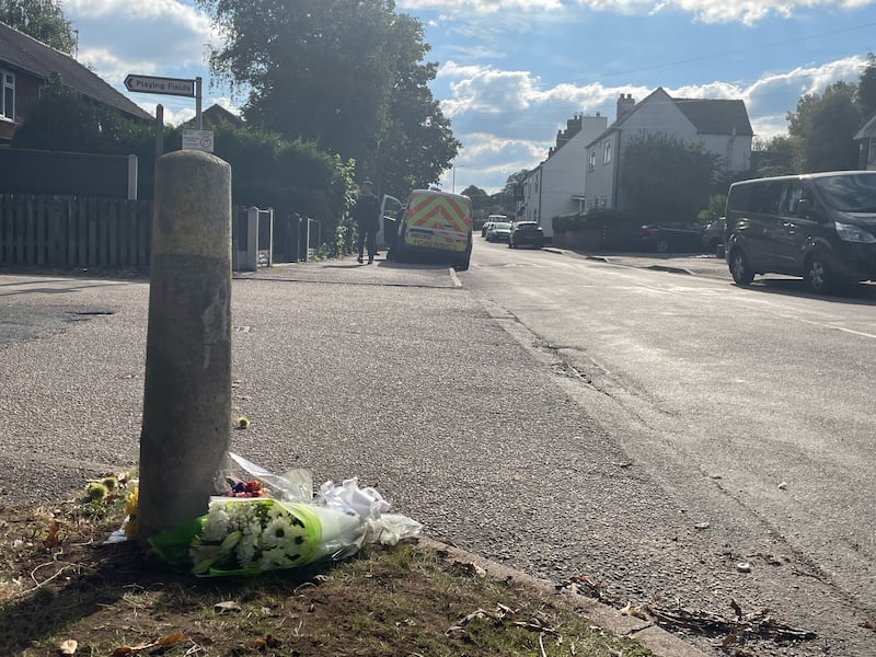 Floral tributes were left in Main Street, Stonnall, for Mr Price