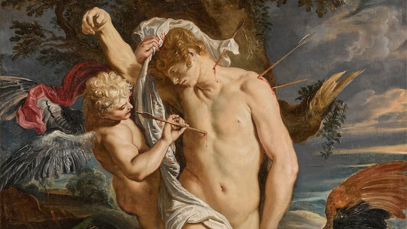 Saint Sebastian Tended By Two Angels was last recorded in the collection of his Genovese patrons in 1730.