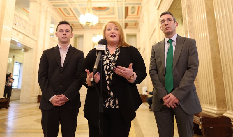 Alliance Leader Naomi Long speaks to the media   on Tuesday, after  the DUP's agreement to return to the NI Assembly - after agreeing to a package of measures put forward by the government.
PICTURE: COLM LENAGHAN