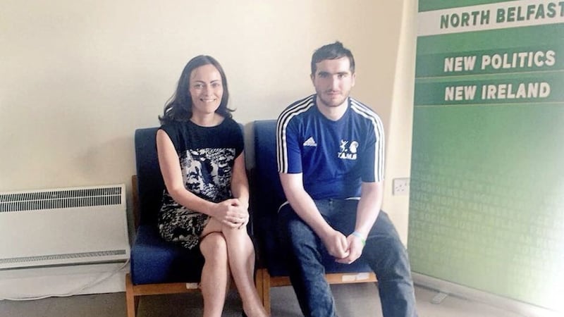 SDLP assembly member Nichola Mallon pictured with Colm Cullen, whose brother Michael&#39;s remains were found on Cavehill in January following a three week search 