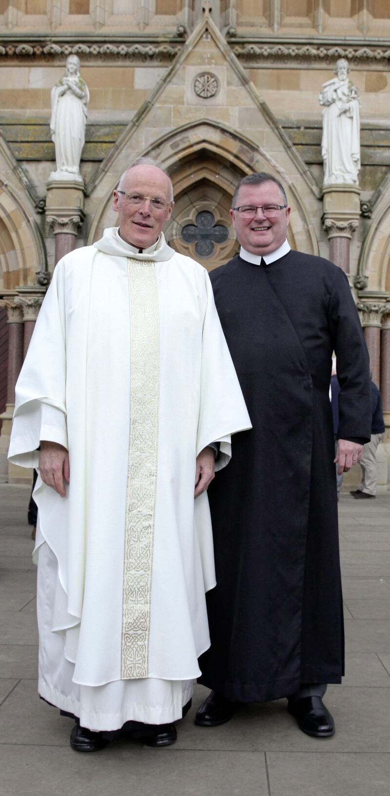 Fr Noel Kehoe (left), outgoing Rector of Clonard and Fr Peter Burns, who was installed as the new Rector of Clonard yesterday. Picture: Ann McManus 
