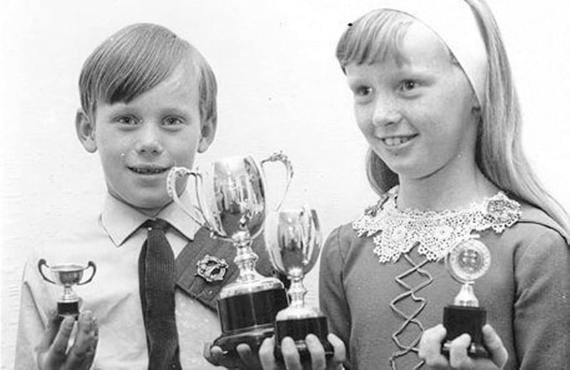 The book covers the history of Irish dancing festivals in the north. Pictured are Leslie Baird and sister Mandy from Mulholland School, Belfast. Photo courtesy of Leslie Baird 