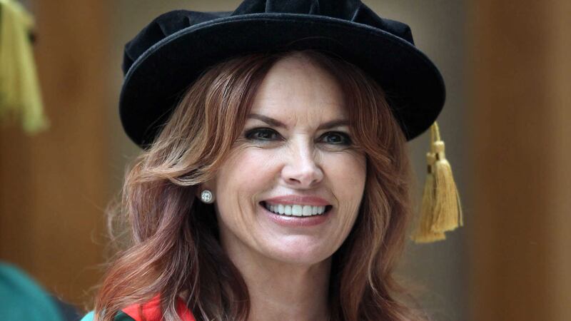 Roma Downey received an honorary degree from Ulster University for her acting achievements in 2014<br />&nbsp;