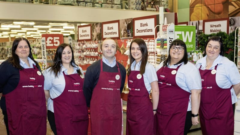 Staff at the new Hobbycraft store at Longwood Retail Park in Newtownabbey 