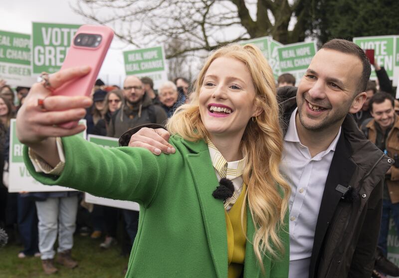 Green Party leader Zack Polanski with candidate Hannah Spencer, who hopes to win the Gorton and Denton seat