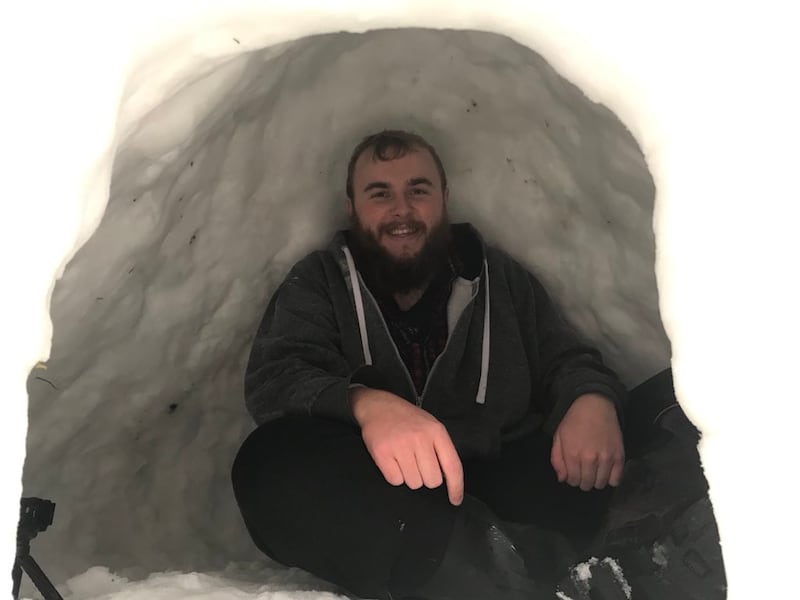 Ben Pickering in his igloo in Hebden Bridge (Ben Pickering/PA)