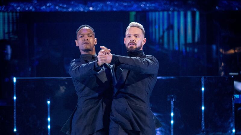 The Great British Bake Off star performed the tango for the show’s first all-male couple dance.