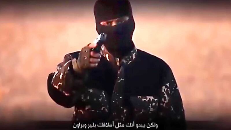 &nbsp;YouTube screen grab showing a masked jihadi with an English accent mocking David Cameron in a purported new Islamic State video showing the execution of five men accused of being spies for Britain