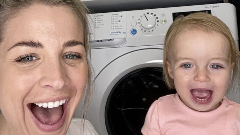Gemma Atkinson with daughter Mia. The Strictly contestant and radio presenter is involved in a campaign for gender equality in the home 