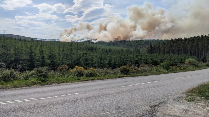 The wildfire has been raging on a hillside near Daviot, Inverness (PA)