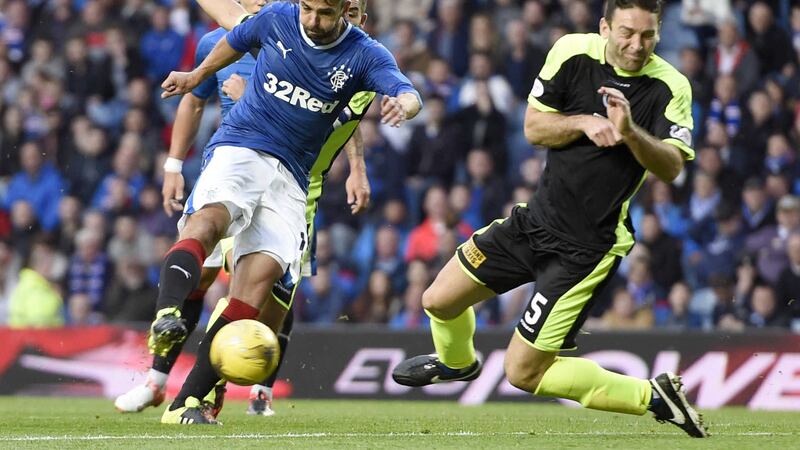 Rangers' Niko Kranjcar scores the third goal in Monday's Betfred Cup victory over Stranraer at Ibrox<br />Picture by PA&nbsp;